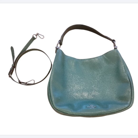 Coach Nomad Hobo Dark Green Glove tanned Leather Shoulder Bag Purse 36026 - Picture 1 of 14